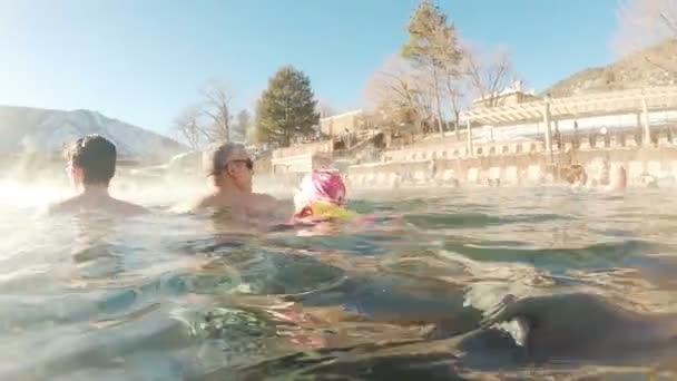 Colorado Usa Prosinec 2017 Hlediska Pov Venkovní Horké Prameny Bazén — Stock video