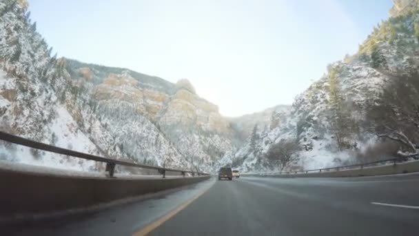 Colorado Usa December 2017 Pov Standpunkt Fahren Durch Bergland Winter — Stockvideo