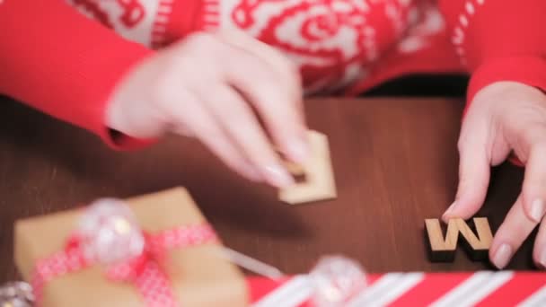 Letrero Madera Feliz Navidad Galletas Tradicionales Jengibre Hechas Casa — Vídeo de stock