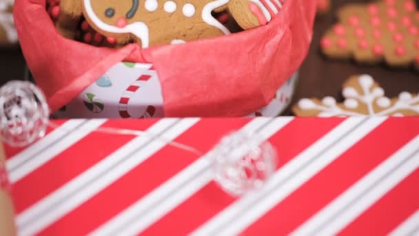 Packaging Traditional Home Made Gingerbread Cookies Food Gifts — Stock Video