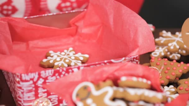 Imballaggio Tradizionale Fatti Casa Biscotti Pan Zenzero Come Regali Alimentari — Video Stock