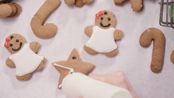 Διακόσμηση Μελόψωμο Cookies Βασιλική Τήξη Για Χριστούγεννα — Αρχείο Βίντεο