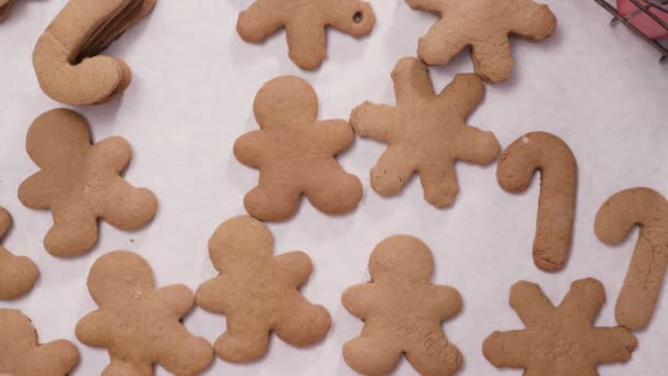 Lapso Tiempo Decoración Galletas Jengibre Con Glaseado Real Para Navidad — Vídeos de Stock