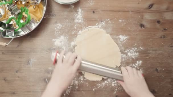 Step Step Rolling Dough Rolling Dough Holiday Season Baking Baking — Stock Video