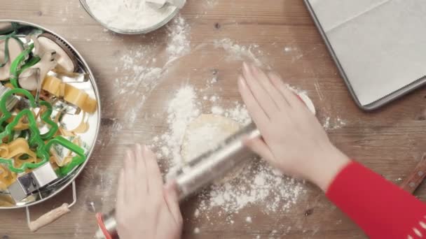 Step Step Rolling Dough Rolling Dough Holiday Season Baking Baking — Stock Video