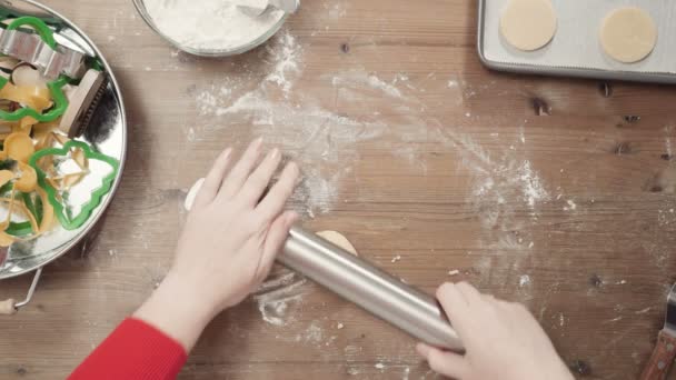 Step Step Rolling Dough Rolling Dough Holiday Season Baking Baking — Stock Video