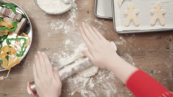 Step Step Rolling Dough Rolling Dough Holiday Season Baking Baking — Stock Video