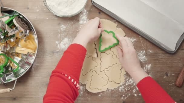 Passo Passo Cozimento Época Férias Biscoitos Açúcar Para Natal — Vídeo de Stock