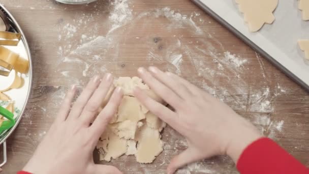 Paso Paso Horneado Temporada Navideña Hornear Galletas Azúcar Para Navidad — Vídeo de stock