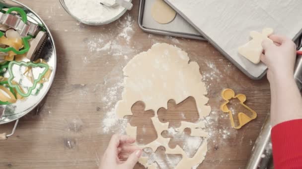 Step Step Holiday Season Baking Baking Sugar Cookies Christmas — Stock Video