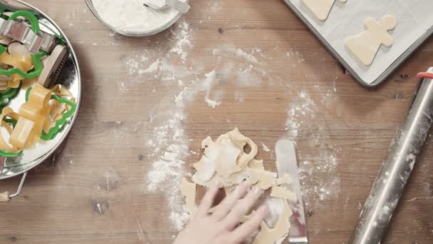 Paso Paso Horneado Temporada Navideña Hornear Galletas Azúcar Para Navidad — Vídeo de stock