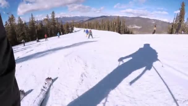 Colorado Eua Dezembro 2017 Ponto Vista Pov Esqui Colorado Rockies — Vídeo de Stock