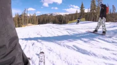 Colorado, ABD-ö. 2 Aralık 2017. POV bir bakış açısı. Kayak Colorado Rockies erken kayak sezonu