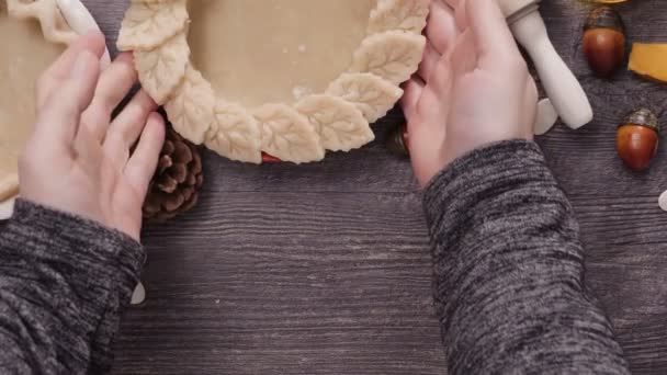 Preparación Costras Pastel Para Mini Pasteles Calabaza — Vídeo de stock