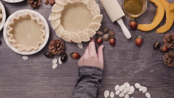 Preparação Crostas Torta Para Mini Tortas Abóbora — Vídeo de Stock