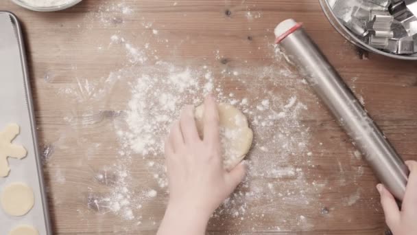 Skridt Skridt Ferie Sæson Bagning Bagning Sukker Cookies Til Jul – Stock-video