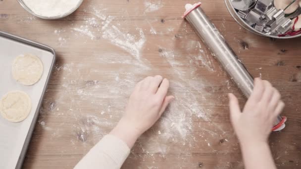 Paso Paso Horneado Temporada Navideña Hornear Galletas Azúcar Para Navidad — Vídeos de Stock