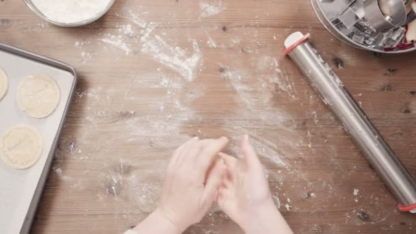 Stap Voor Stap Vakantieseizoen Bakken Suiker Koekjes Bakken Voor Kerstmis — Stockvideo