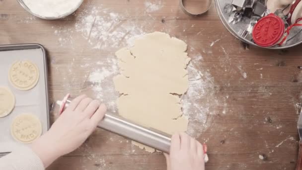 Paso Paso Horneado Temporada Navideña Hornear Galletas Azúcar Para Navidad — Vídeos de Stock