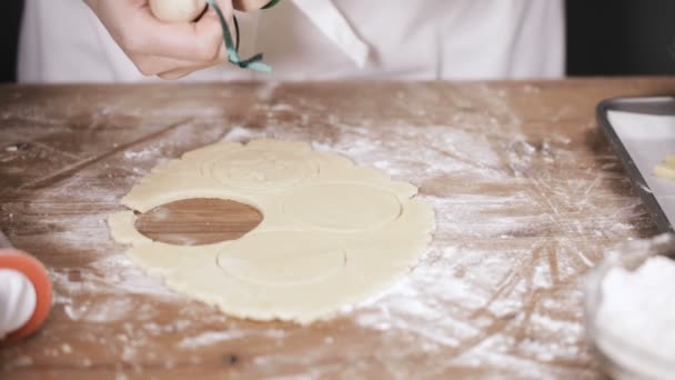 Paso Paso Horneado Temporada Navideña Hornear Galletas Azúcar Para Navidad — Vídeo de stock