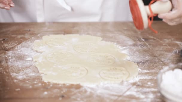 Passo Dopo Passo Cottura Stagione Festa Cuocere Biscotti Zucchero Natale — Video Stock