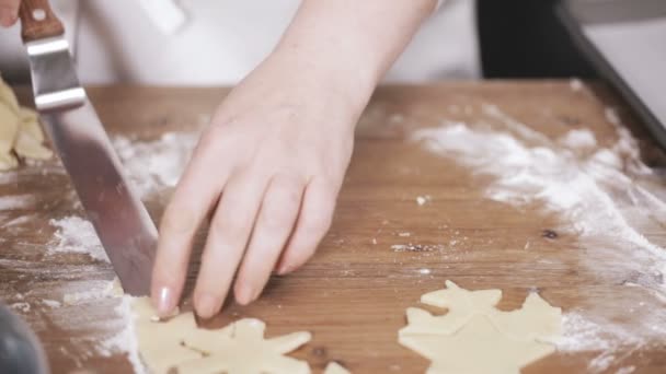 Steg För Steg Semesterperioden Bakning Baka Socker Kakor Till Jul — Stockvideo