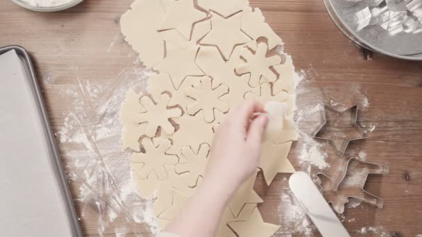 Paso Paso Horneado Temporada Navideña Hornear Galletas Azúcar Para Navidad — Vídeos de Stock