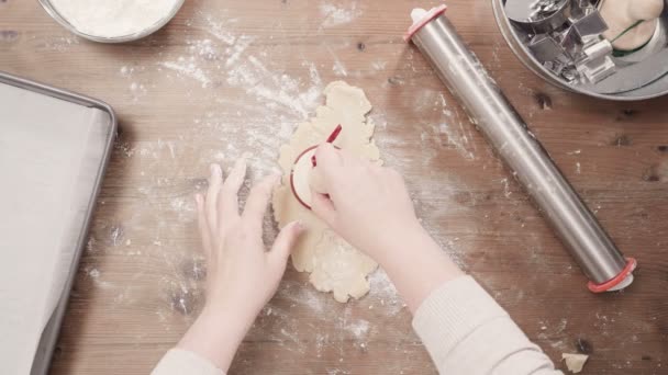 Paso Paso Horneado Temporada Navideña Hornear Galletas Azúcar Para Navidad — Vídeos de Stock