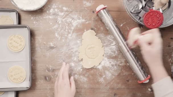 Passo Dopo Passo Cottura Stagione Festa Cuocere Biscotti Zucchero Natale — Video Stock