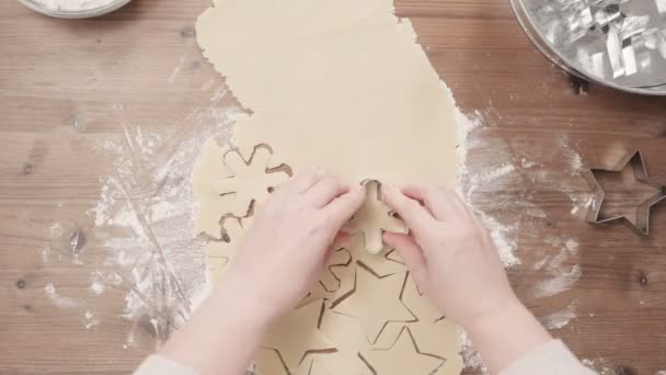 Krok Kroku Sezon Wakacyjny Pieczenia Pieczenie Ciasteczek Cukru Boże Narodzenie — Wideo stockowe