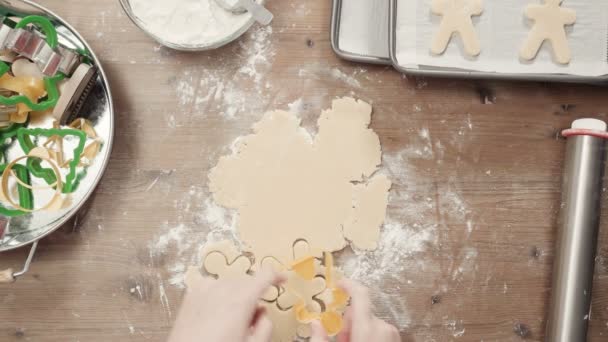 Step Step Holiday Season Baking Baking Sugar Cookies Christmas — Stock Video