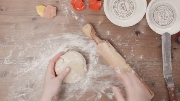 Passo Passo Cozimento Época Férias Biscoitos Açúcar Para Natal — Vídeo de Stock