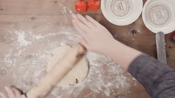 Steg För Steg Semesterperioden Bakning Baka Socker Kakor Till Jul — Stockvideo