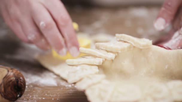 Stap Voor Stap Vakantieseizoen Bakken Suiker Koekjes Bakken Voor Kerstmis — Stockvideo