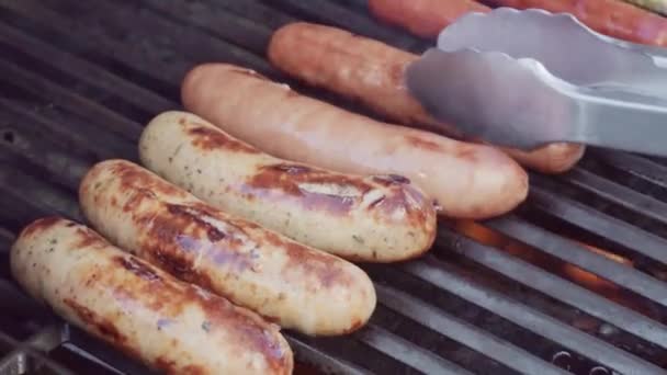 Hot dogs and bratwurst — Stock Video