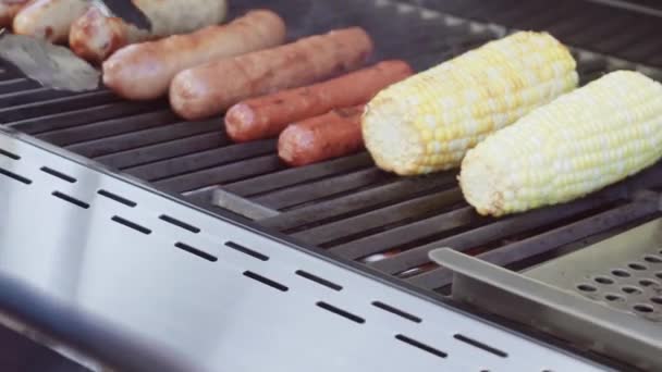 Cachorros-quentes e salsichas — Vídeo de Stock