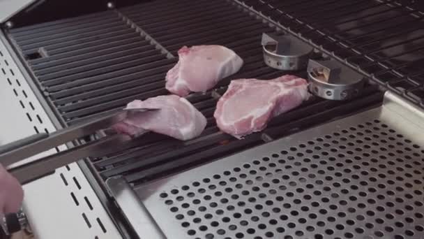 Schweinekoteletts kochen — Stockvideo