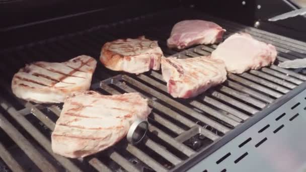 Schritt Für Schritt Kochen Hühnchen Kabobs Mit Paprika Und Gelben — Stockvideo