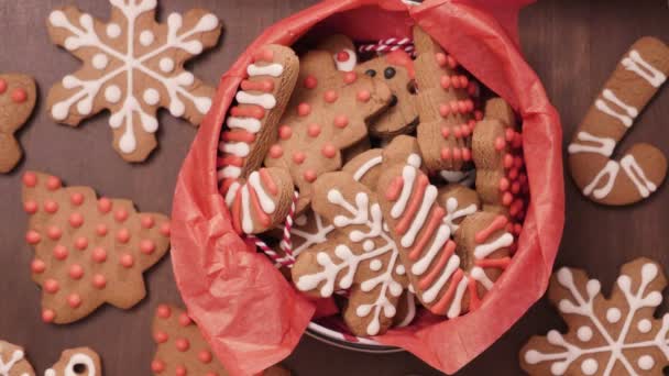 Embalaje Tradicional Casera Galletas Jengibre Como Regalos Alimentos — Vídeo de stock