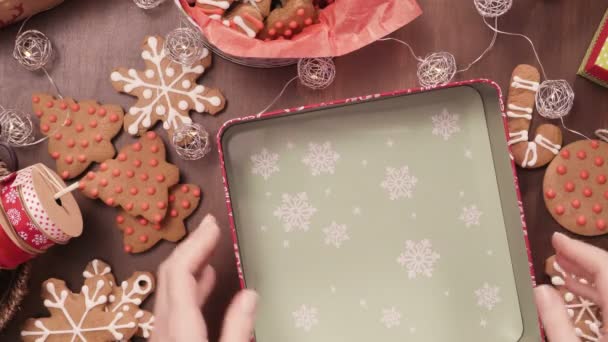 Embalaje Tradicional Casera Galletas Jengibre Como Regalos Alimentos — Vídeos de Stock