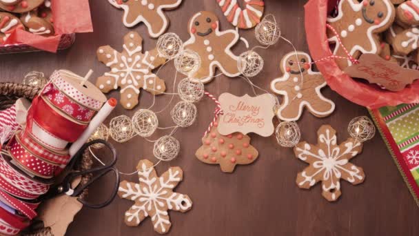 Traditional Home Made Gingerbread Cookies Food Gifts — Stock Video