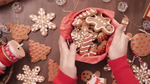 Biscoitos Gengibre Caseiros Tradicionais Como Presentes Comida — Vídeo de Stock