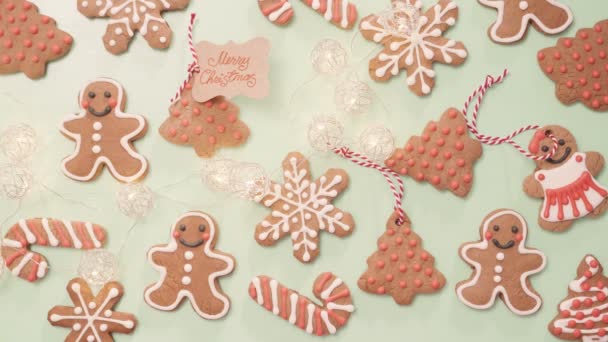 Galletas Jengibre Caseras Tradicionales Como Regalos Alimentos — Vídeos de Stock