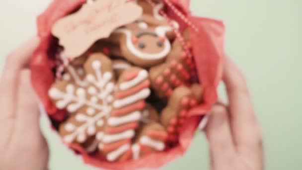 Traditional Home Made Gingerbread Cookies Food Gifts — Stock Video