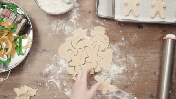 Paso Paso Horneado Temporada Navideña Hornear Galletas Azúcar Para Navidad — Vídeo de stock