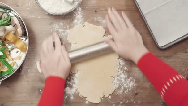 Paso Paso Horneado Temporada Navideña Hornear Galletas Azúcar Para Navidad — Vídeo de stock