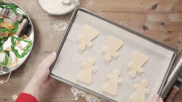 Step Step Holiday Season Baking Baking Sugar Cookies Christmas — Stock Video