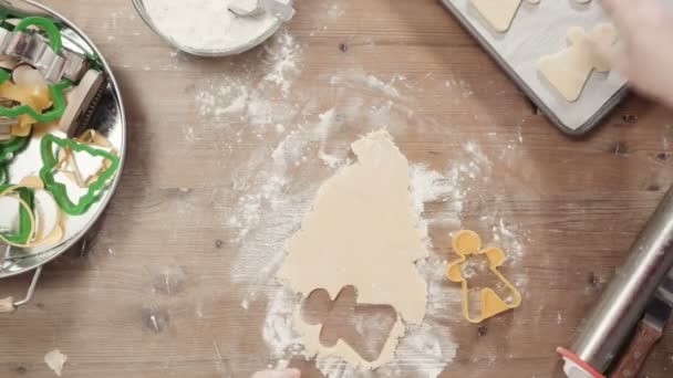 Step Step Holiday Season Baking Baking Sugar Cookies Christmas — Stock Video