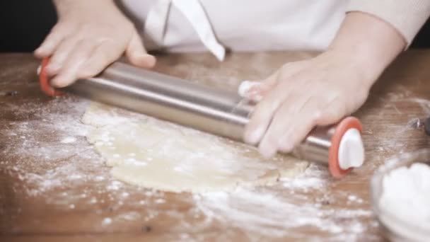 Stap Voor Stap Vakantieseizoen Bakken Suiker Koekjes Bakken Voor Kerstmis — Stockvideo