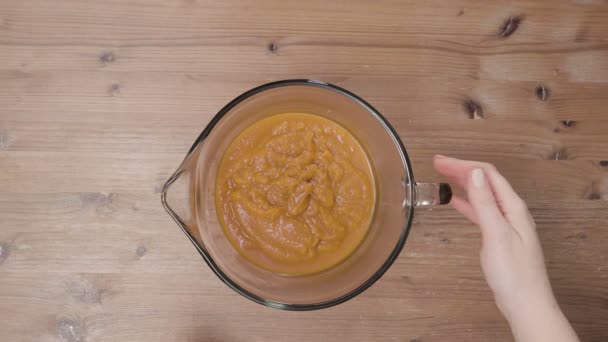 Step Step Mixing Ingredients Pumpkin Pie Filling — Stock Video